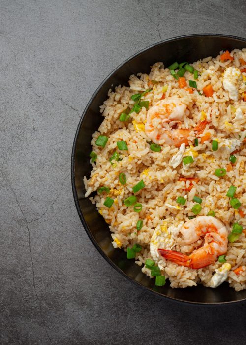 American Shrimp Fried Rice served with Chili Fish Sauce Thai Food.